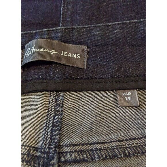 Womens Jean Pencil Skirt Size 14 Dark Wash Denim Blue Back Slit Stretch Pockets - Picture 5 of 7